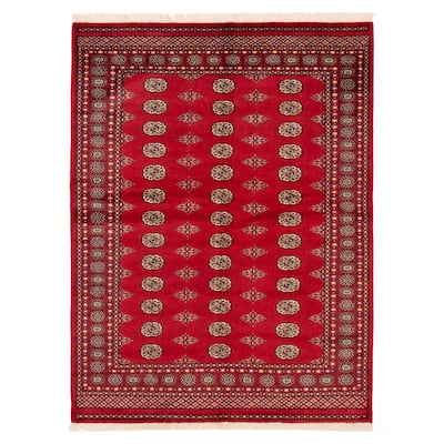 ECARPETGALLERY Hand-knotted Peshawar Bokhara Red Wool Rug - 5'8 x 8'1