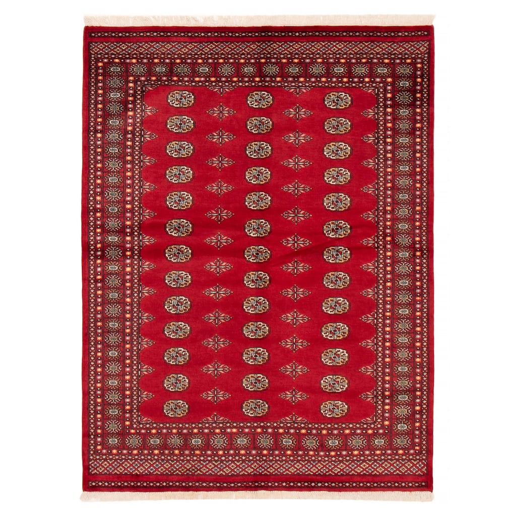 ECARPETGALLERY Hand-knotted Peshawar Bokhara Red Wool Rug - 5'8 x 8'1