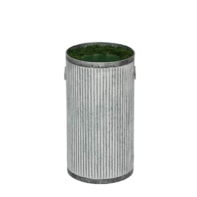 Large Ribbed Metal Planter Pot-in-a-Pot