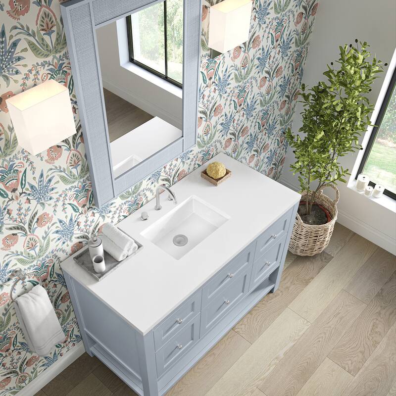 Breckenridge 48" Single Vanity, Serenity Blue - 48 - White Zeus - Wide