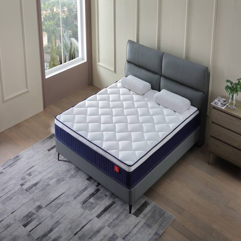 Innerspring Mattress Medium Hybrid Mattress in a box With Certipur-US Certified Pocket Spring,Pressure Relief,Motion Isolation