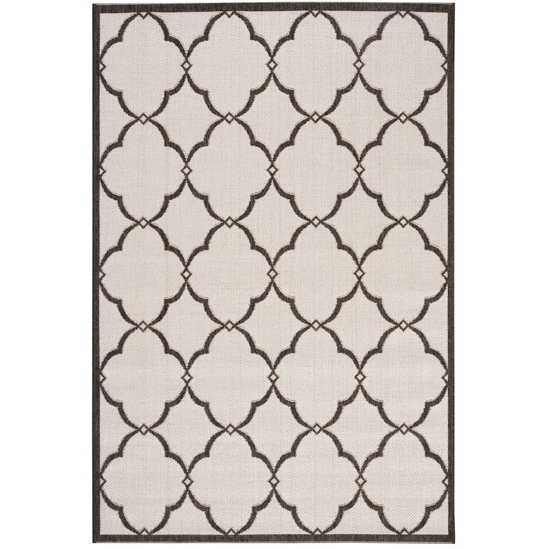 SAFAVIEH Linden Gaye Indoor/ Outdoor Waterproof Patio Backyard Rug. - 4'x6' - Light Grey/Charcoal