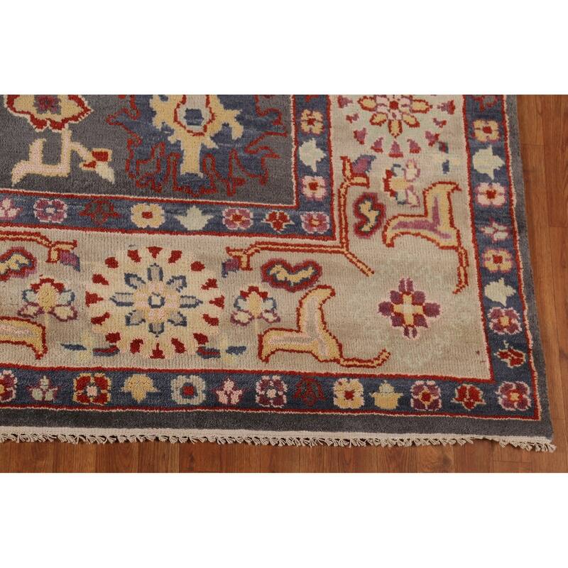 All-Over Grey Oushak Oriental Area Rug Handmade Wool Carpet - 8'11"x 11'10"