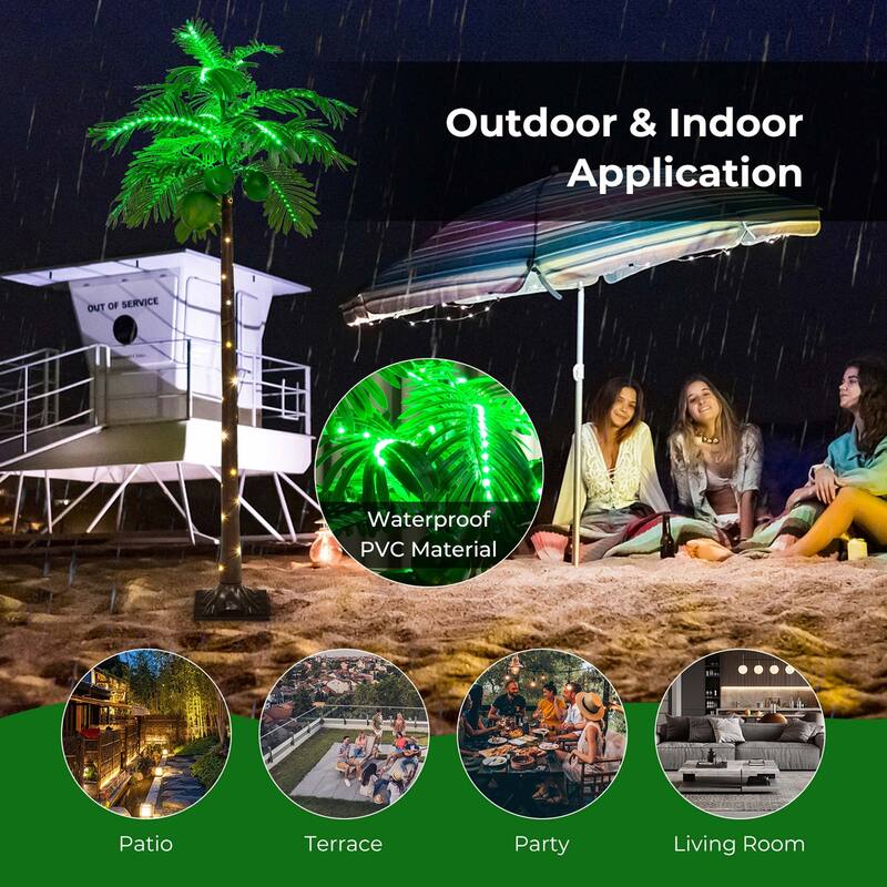 Costway 6 FT LED Lighted Artificial Palm Tree Hawaiian Style Tropical - See Details