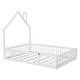 preview thumbnail 15 of 13, Full Size House Shaped Platform Bed with 12" Guardrail, Pine Wood Kids Bed Frame and Rustic Design for Bedroom, White Finish