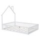 preview thumbnail 15 of 13, White Full Size Solid Wood House Platform Bed with Guardrail for Kids, Boys and Girls