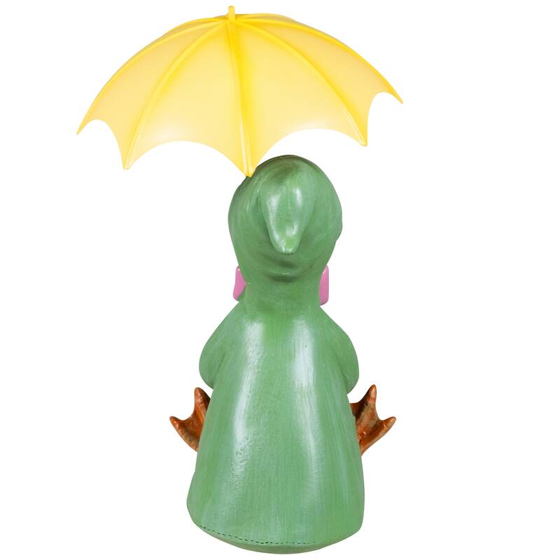 Sitting Duck in Raincoat and Umbrella Outdoor Garden Statue - 10.5"