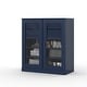 preview thumbnail 12 of 47, Palace Imports 100% Solid Wood Short Clear Glass Bathroom Storage Cabinet with 2 Drawers, 32" W x 35.75" H