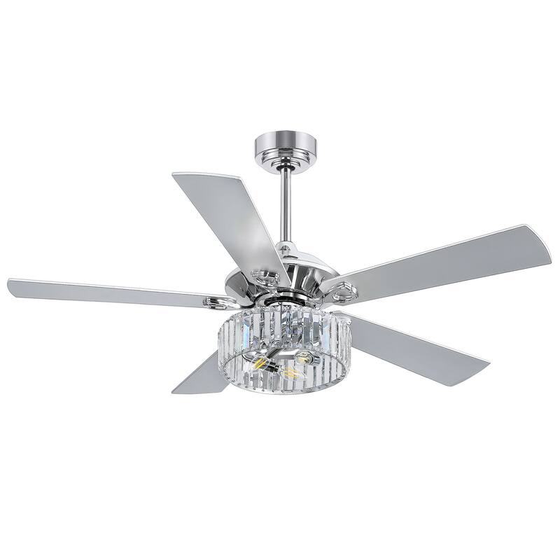 52-inch Indoor Chrome Modern Ceiling Fan with Remote