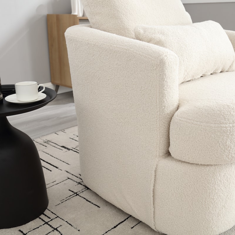 32.68" Swivel Barrel Chair with Metal Base