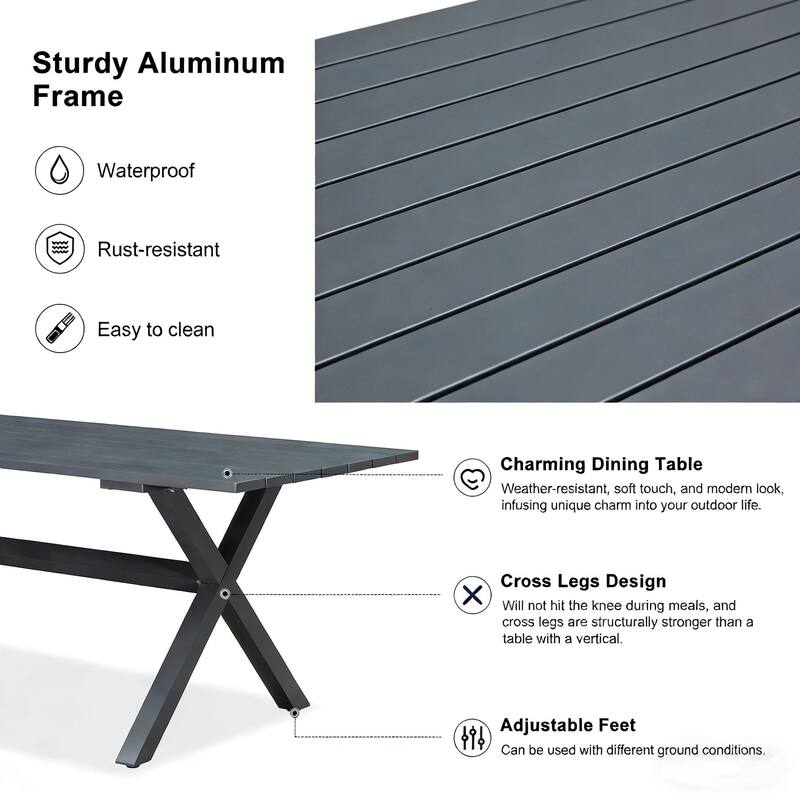 PURPLE LEAF Outdoor PE Rattan Outdoor Patio Furniture Dining Set with All Aluminum Frame