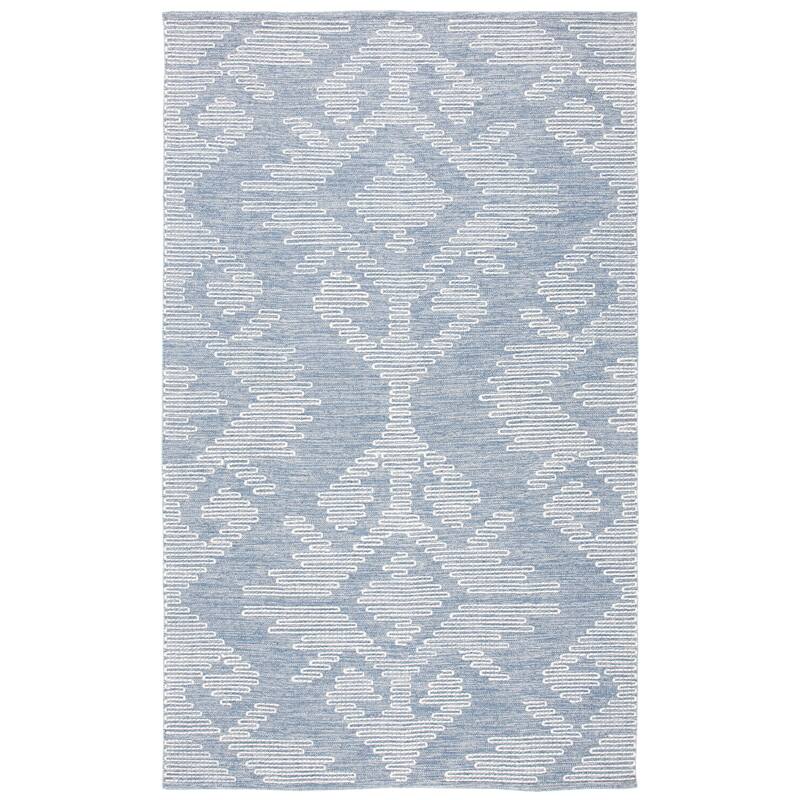 SAFAVIEH Handmade Kilim Scholpan Cotton & Wool Rug - 6' Square - Blue/Ivory