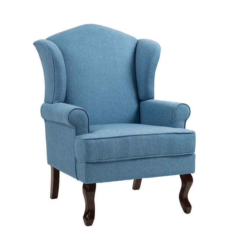 31" W Modern Upholstered Linen Wing Back Accent Chair with Rolled Arm