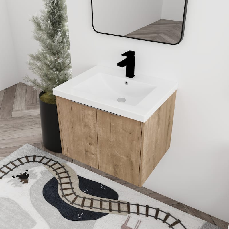 BNK 24"/30"/36" Single Sink Bathroom Vanity with Soft Close Door, Modern Floating Vanity