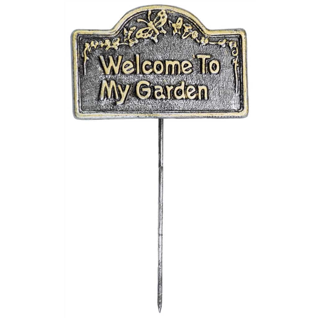 Antique Pewter Powder Coat Finished Welcome to My Garden Marker