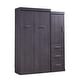 preview thumbnail 9 of 10, Twin Size Storage Murphy Bed with Wardrobe and Drawers, Save Space Wood Wall Bed Frame, Can be Folded into a Cabinet, Grey