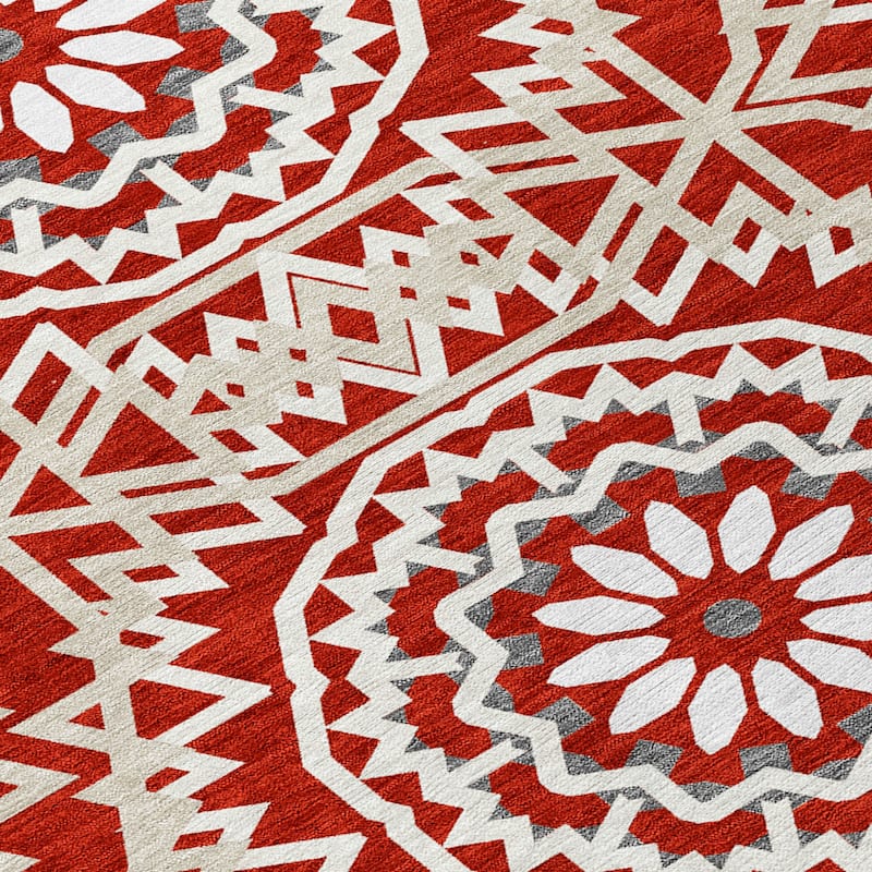 HomeRoots Floral Medallion Transitional Rectangle Outdoor Rug