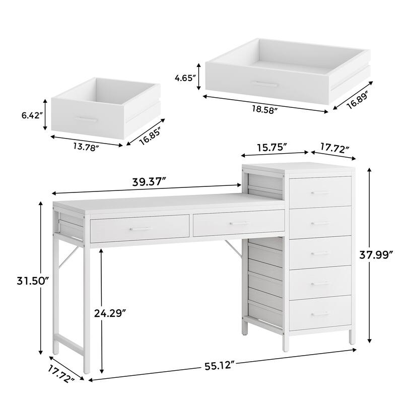 Modern Makeup Vanity Desk Dressing Table with Reversible Drawers (Without Mirror)