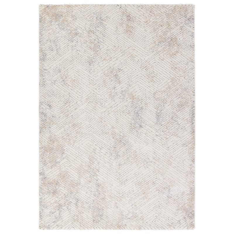 Major Geometric Cream/Silver Runner Rug