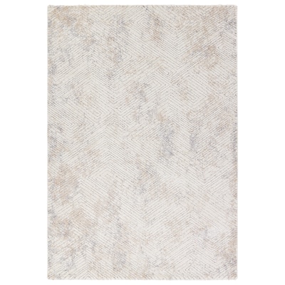 Major Geometric Cream/Silver Runner Rug