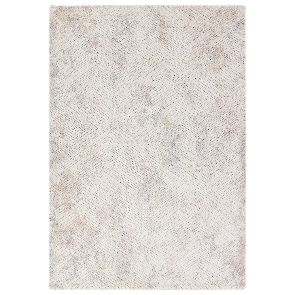 Major Geometric Cream/Silver Runner Rug
