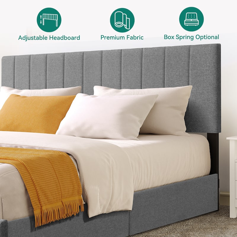 King Upholstered Platform Bed with 4 Drawers