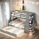 preview thumbnail 2 of 32, Artsy Twin over Full Bunk Bed with Trundle and Convenient Built-in Desk, Three Storage Drawers and Shelf