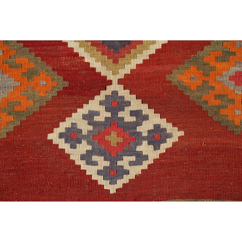 Vegetable Dye Red Kilim Qashqai Persian Rug Handmade Wool Carpet - 5'2"x 7'10"
