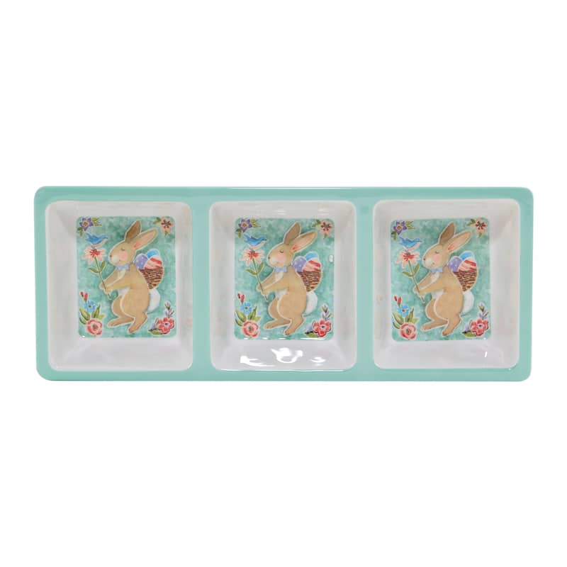 Certified International Joy Of Easter Melamine 3 Piece Hostess Servware Set