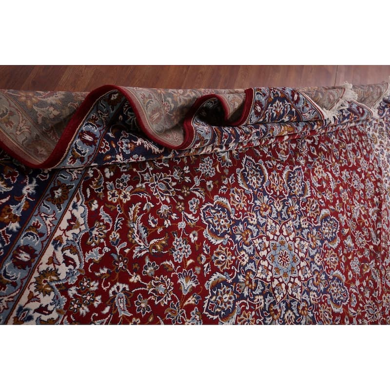 Traditional Red Kashan Turkish Rug Machine Made Dining Room Carpet - 9'7" x 12'10"