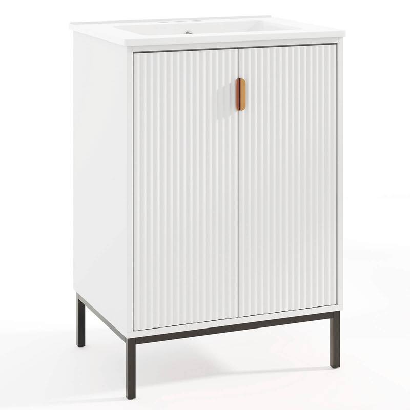 Costway Bathroom Vanity with Sink Combo 24 Inch Freestanding Bathroom - See Details - White - See Details