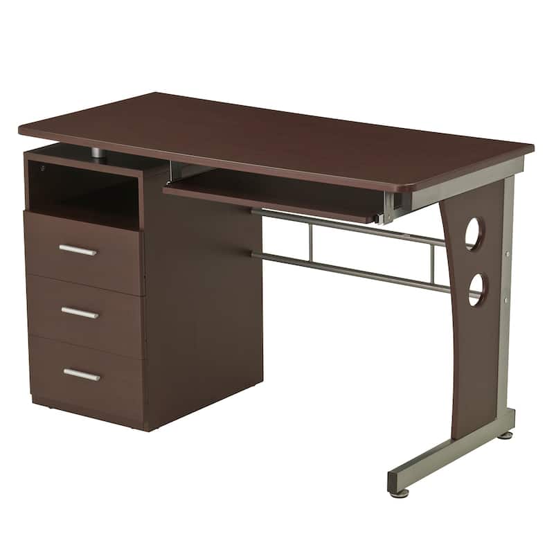 Computer Desk with 3 Drawers and Pull Out Keyboard Panel