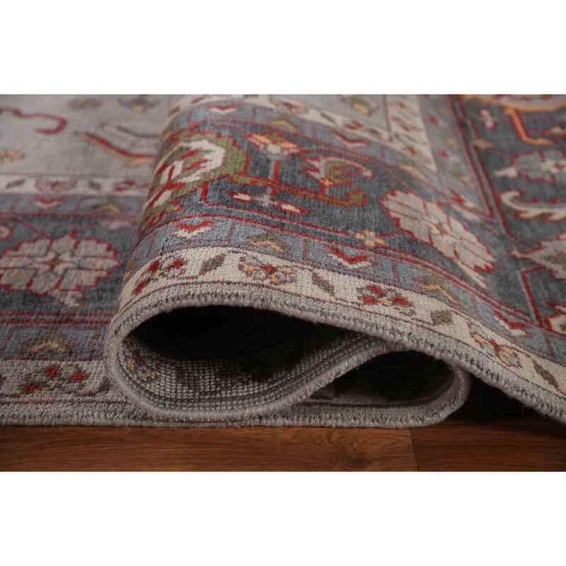 Gray Oushak Large Oriental Rug Hand-Knotted Wool Carpet - 11'10"x 14'10"