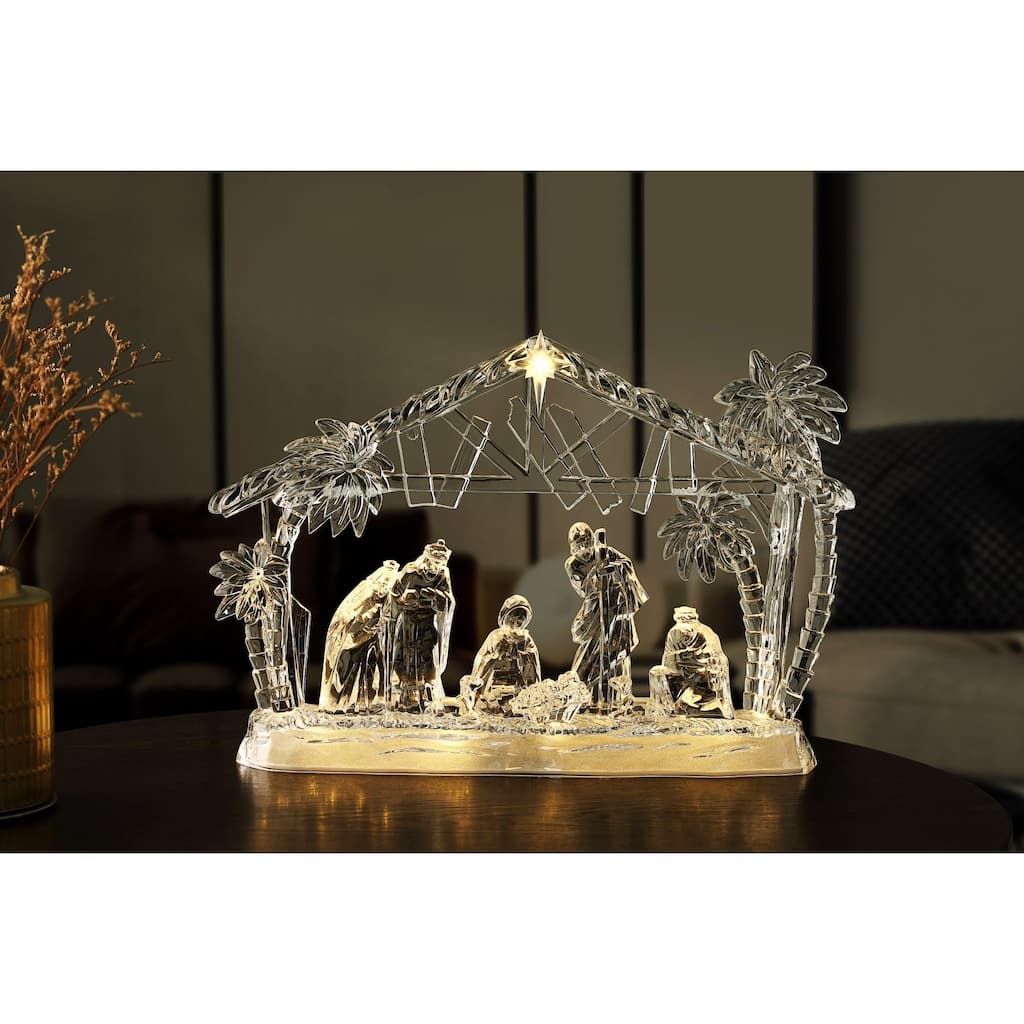 LED Lighted Stable Christmas Nativity Figurine Decorations - 10" - Set of 2