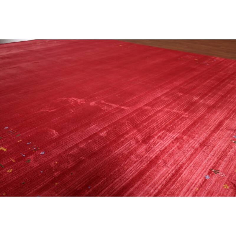 Tribal Red Gabbeh Indian Area Rug Handmade Silk Carpet - 7'10"x 9'8"