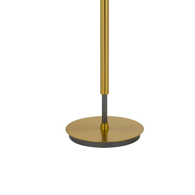 Siu 60 Inch Floor Lamp, Gold Metal Pole w Finial Tip, Black Shade