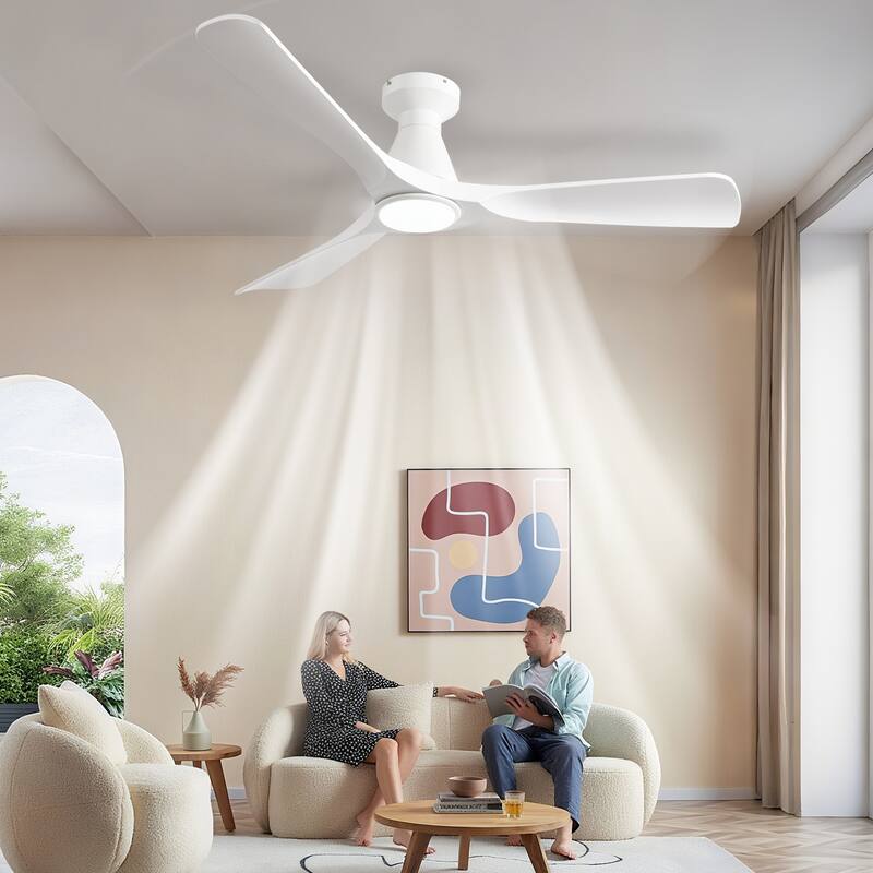 Ceiling Fans with Lights and APP: Flush Mount Low Profile Ceiling Fan for Bedroom - Dimmable Indoor Outdoor Fan