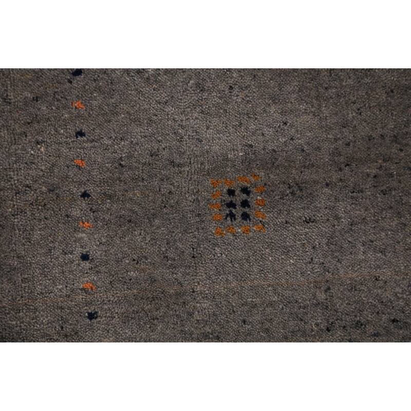 Tribal Gabbeh Oriental Area Rug Handmade Grey Wool Carpet - 5'9" x 7'8"
