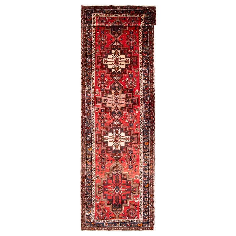 ECARPETGALLERY Hand-knotted Anadol Red Wool Rug - 3'7 x 13'0 - Red - 3'7 x 13'0