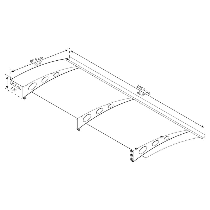 Garamond 3 ft. Gray/Clear Door and Window Fixed Awning