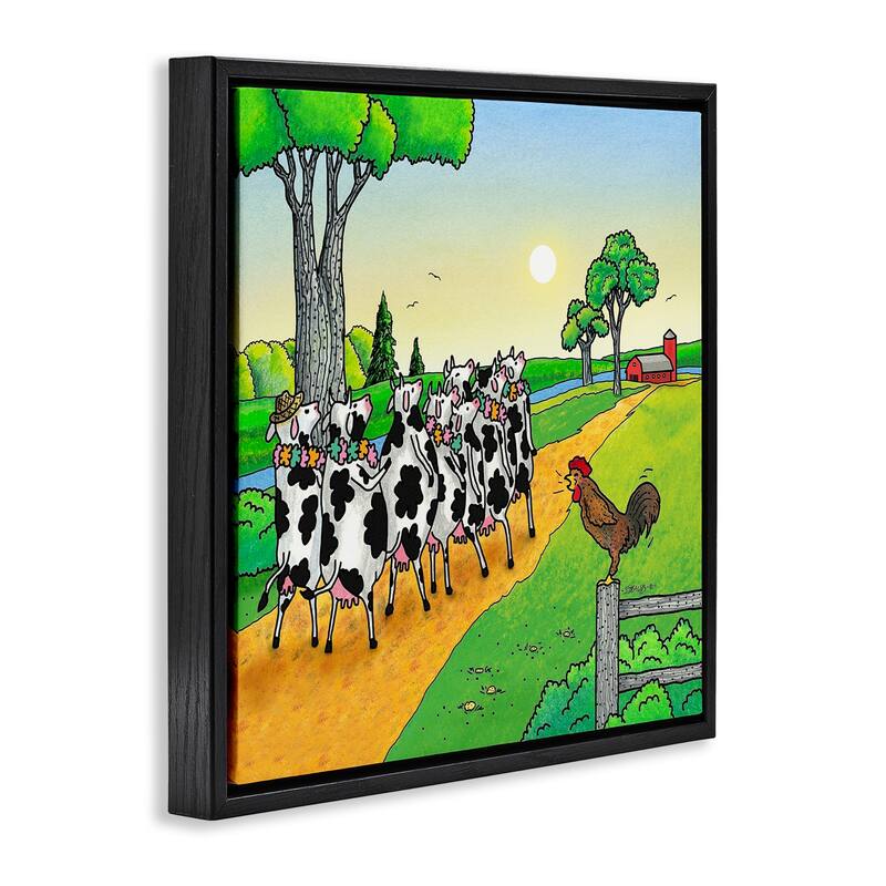 Stupell Funny Cows Come Home Framed Floater Canvas Wall Art Design By Roger Straub