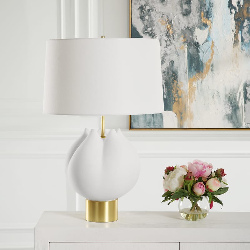 Uttermost In Bloom White Table Lamp - 26"H, Shade 11"H x 18"Dia.