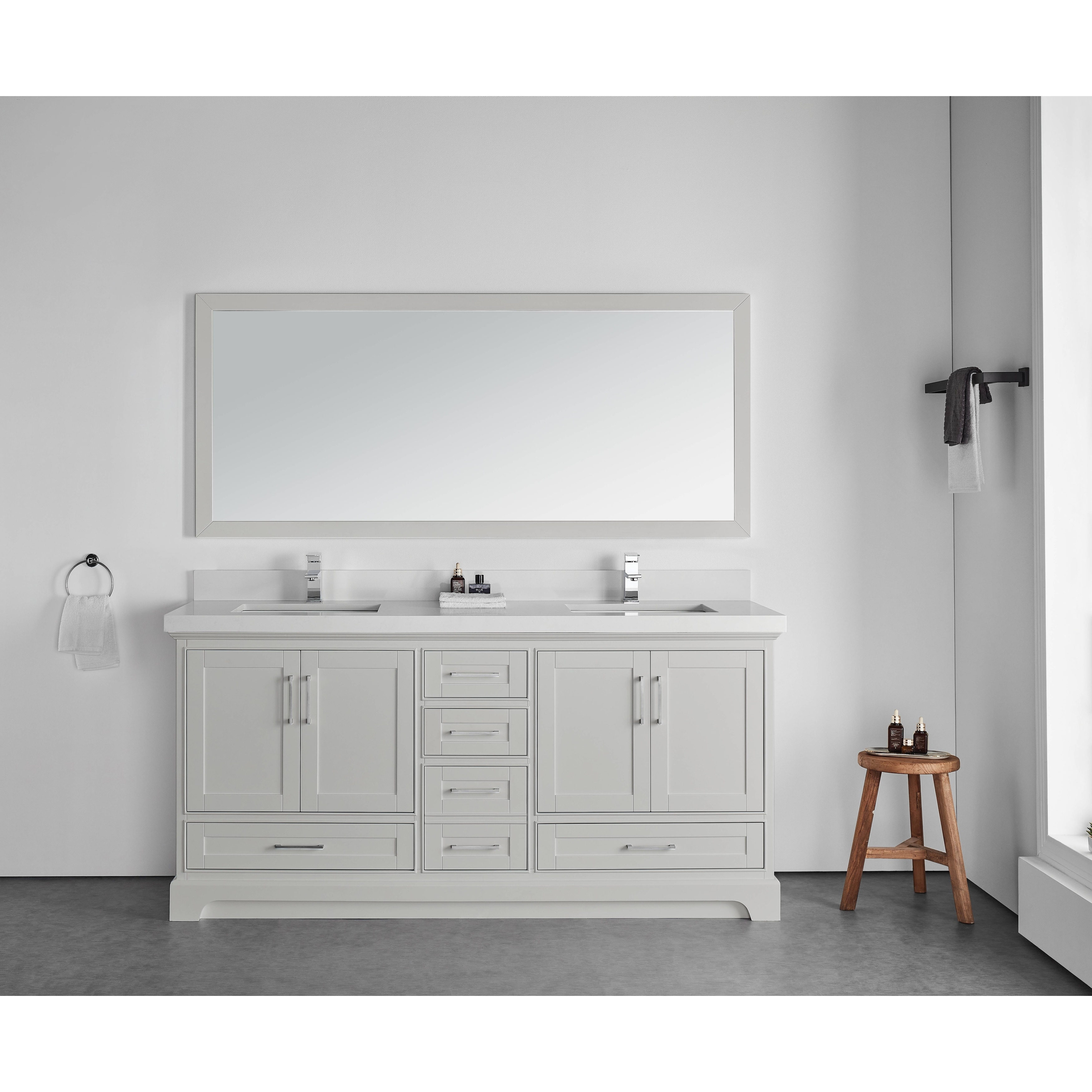 Willow Collections 72 X 22 Boston Fenway Double Bowl Sink Bathroom Vanity With 2 In Quartz