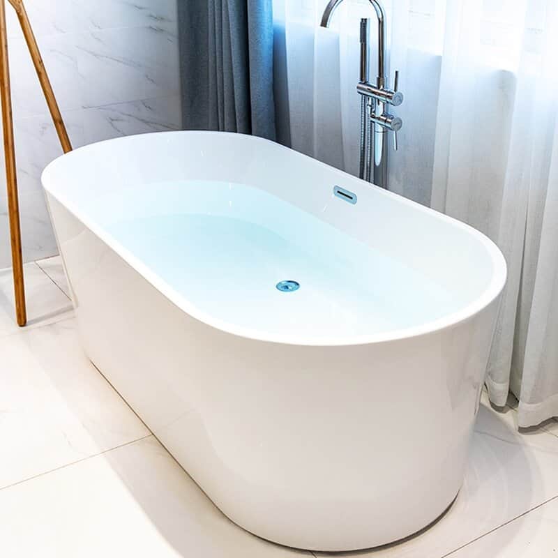 CB HOME 55" x 28" Acrylic Freestanding Soaking Bathtub,Mordern Deep Spa Soaking Tubs