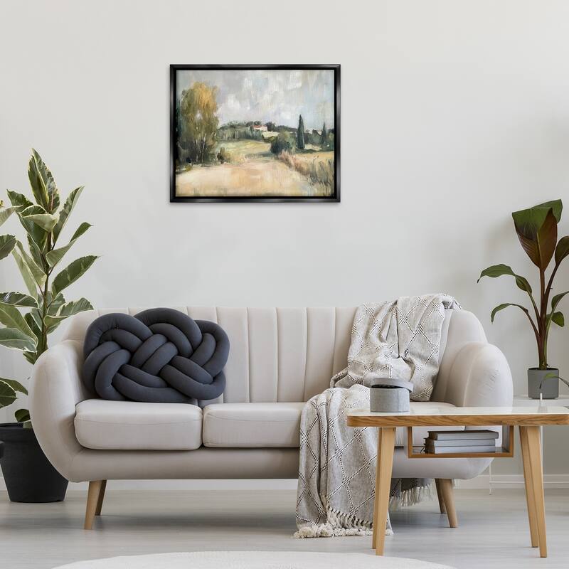 Stupell Hill Top House Landscape Framed Floater Canvas Wall Art Design By Petal Prints Design