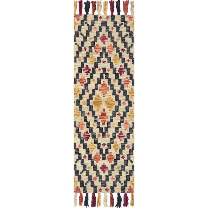 Alexander Home Lena Fiesta Diamond Hand-hooked 100% Wool Rug