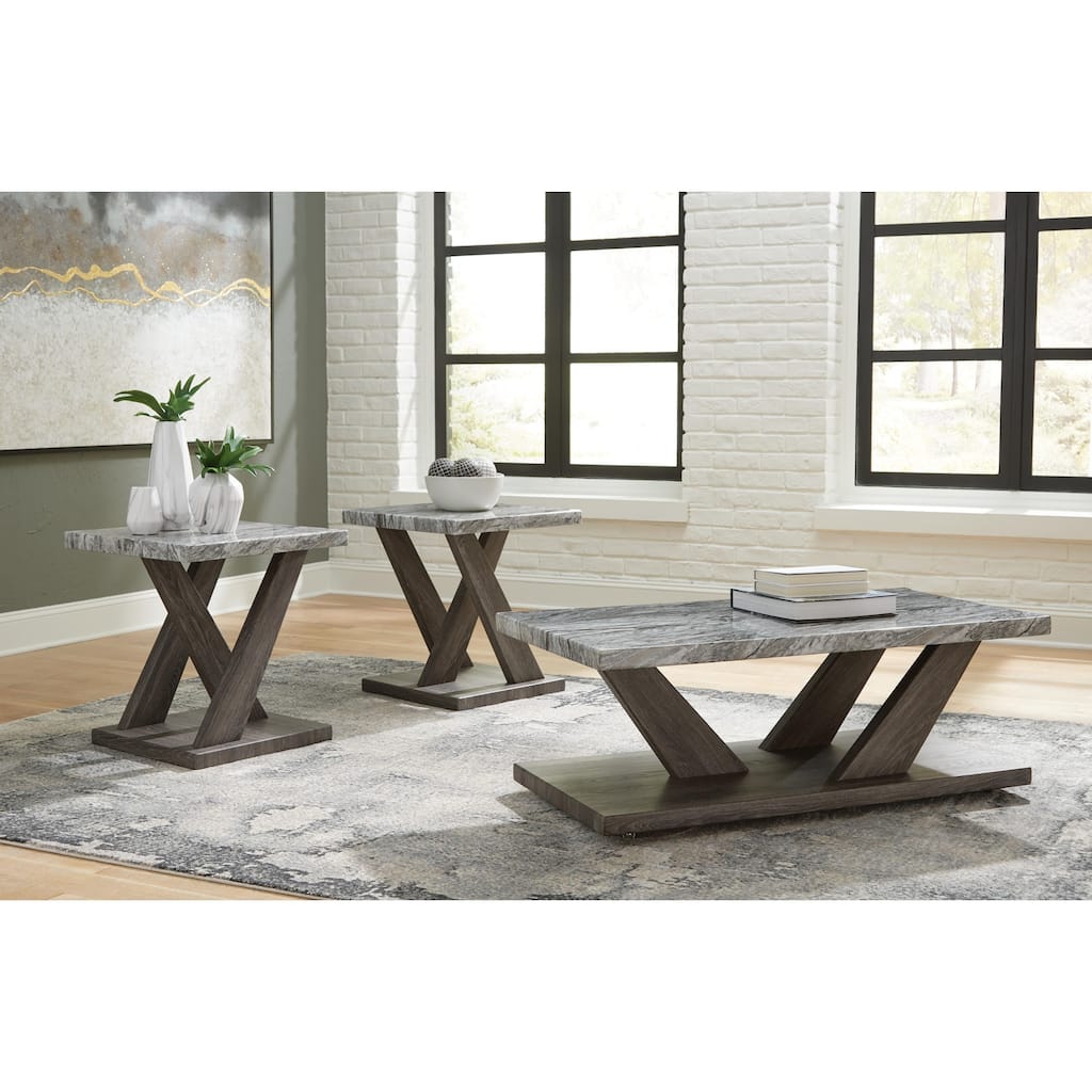 Signature Design by Ashley Bensonale Gray Table Set (Set of 3) - 48"W x 24"D x 18"H
