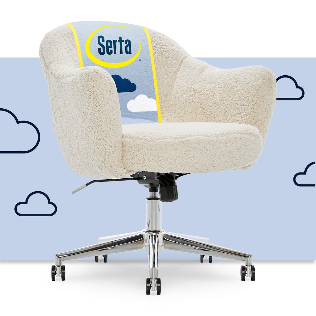 Serta Valetta Home Office Chair, Home Desk Chair with Memory Foam Padding, Chrome-Finished Stainless-Steel Base,