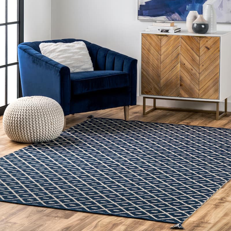 Nuloom Geometric Quinn Flatweave Corner Tassel Area Rug - 3' x 5' - Blue