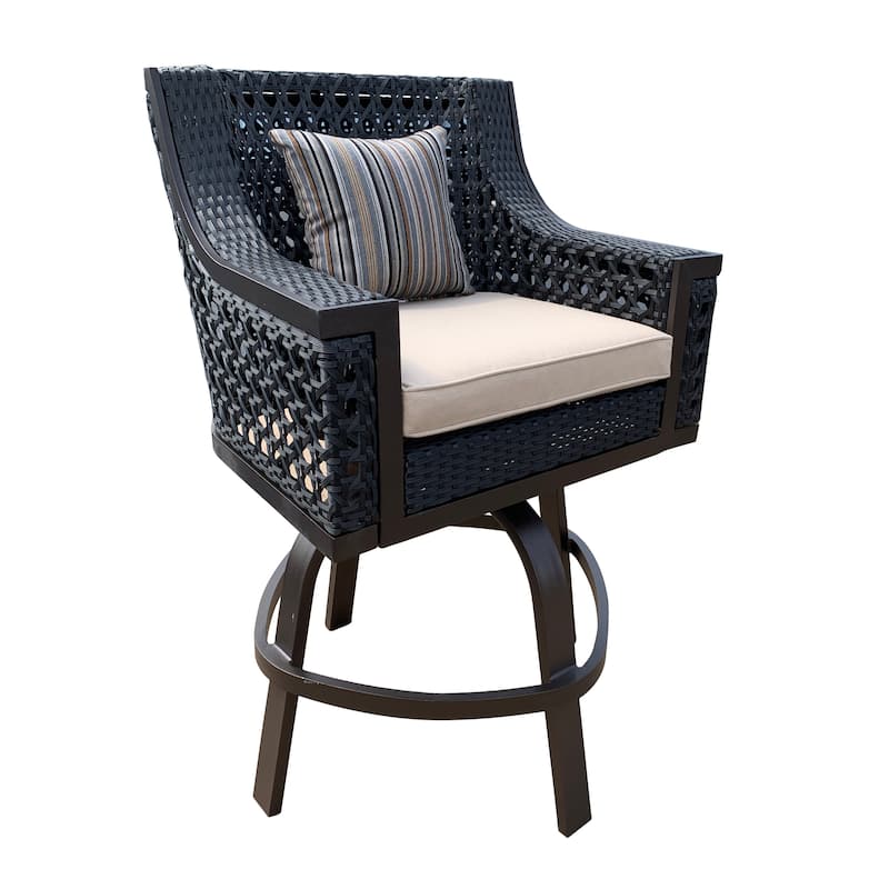 Monterey Patio Motion Swivel Bar Stool Chair with Accent Pillow - N/A